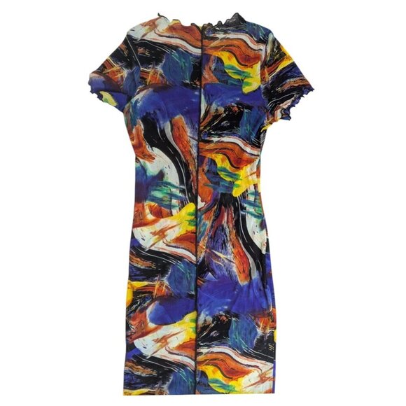 Womens Mesh Abstract Bodycon Stretch Dress Multicolor - Picture 3 of 4